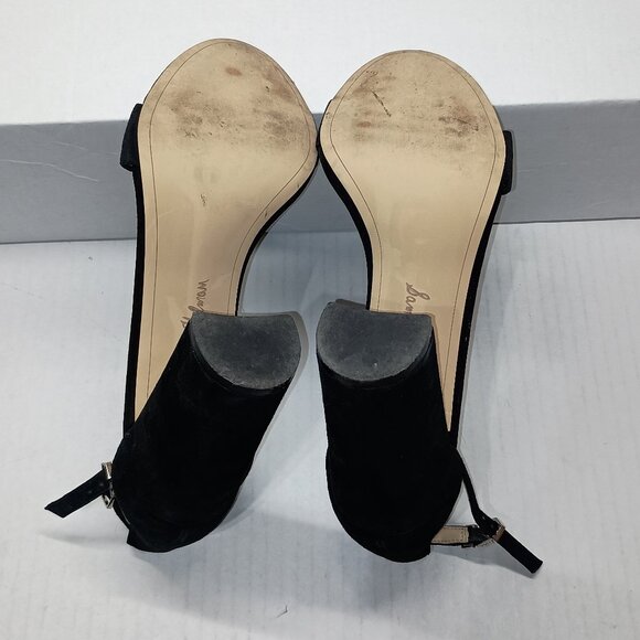 Sam Edelman Yaro Block Heel Sandals with Ankle Strap Black Suede Size 10 M - Picture 6 of 7